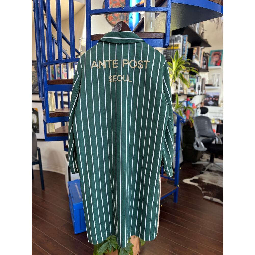 Antepost Seoul Green Pinstripe Zip Coat Size S/1 (oversized)
